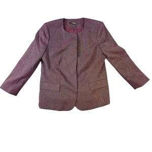 Ann Taylor‎ Women's 8P Petite Burgundy Snap Button Blazer